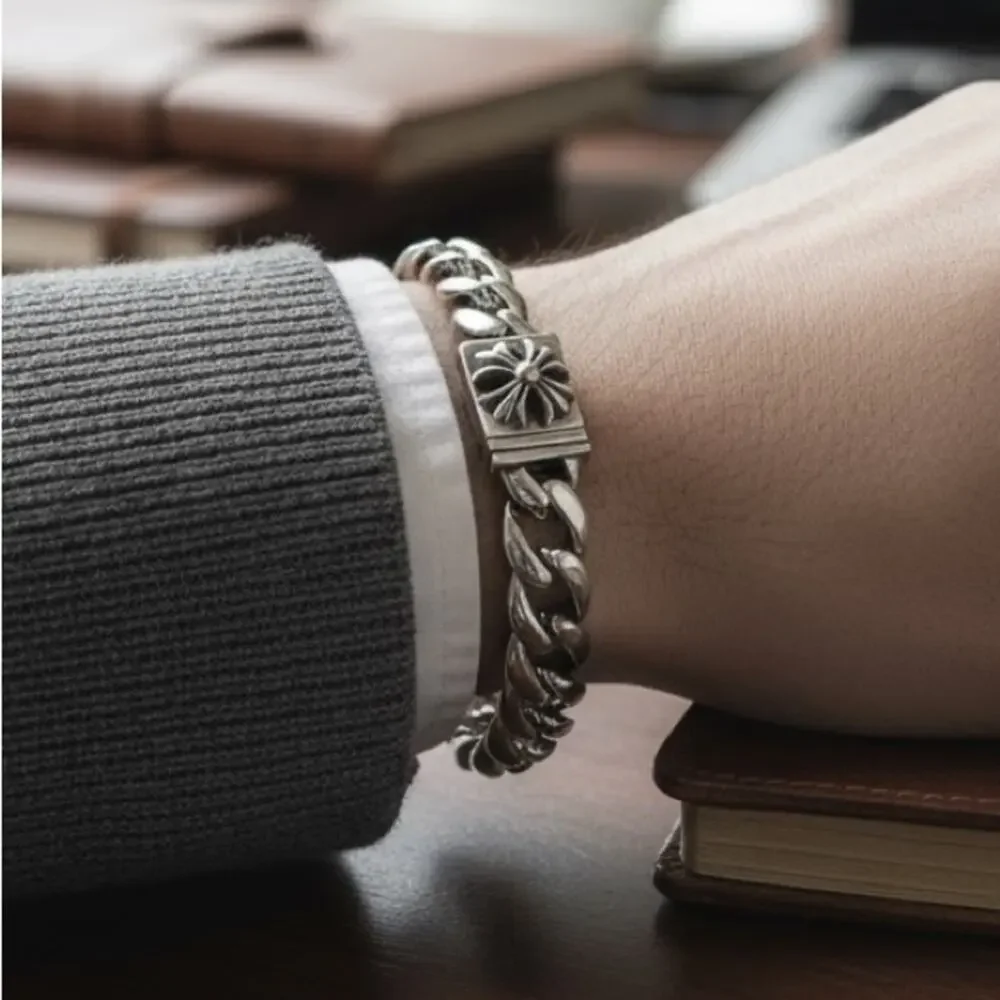 Stainless Steel Vintage Style Cross Unisex Bracelet Chain Link